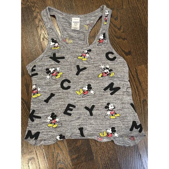Heather Gray Racer Back Mickey Mouse Tank Top, Women’s L - Picture 1 of 4